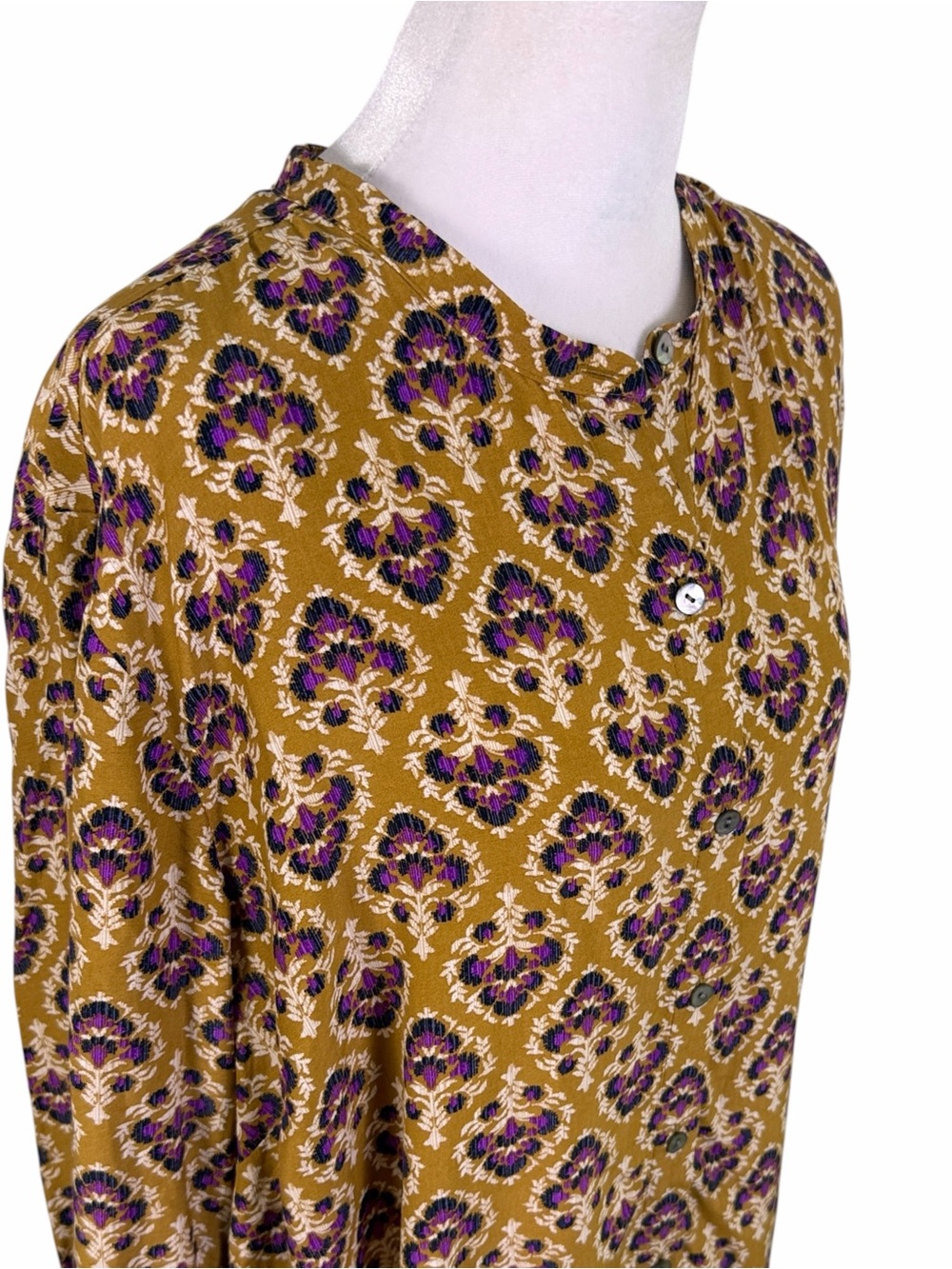 J.Jill Mustard Purple Floral Rayon Button Tunic Estimated XL - Picture 7 of 12